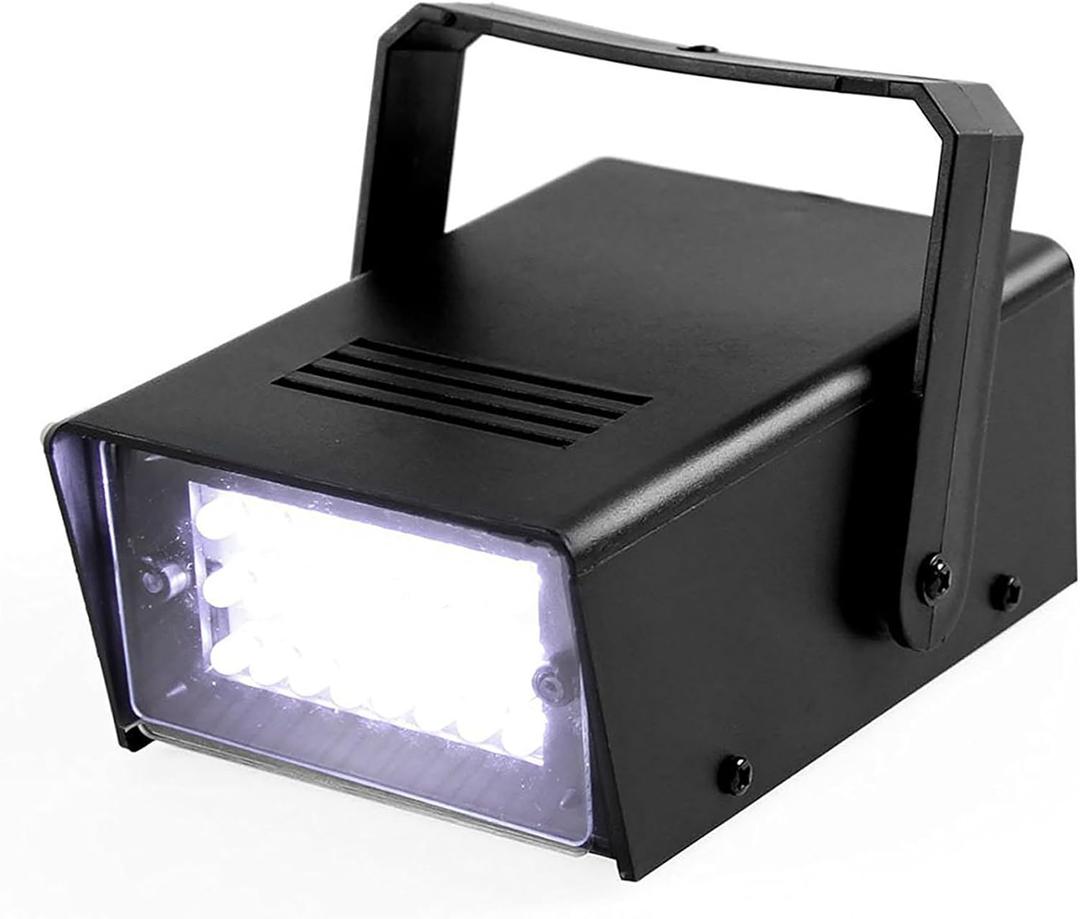 ENUOLI Mini LED Strobe Light White Color with 24 Super Bright LED Variable Speed Control for Christmas Clubs Stage Light Effect DJ Disco Bars Parties Halloween (White Color)
