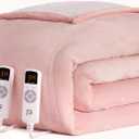 EHEYCIGA Heated Blanket Electric Blanket King Size - Heating Blanket with 5 Heating Levels & 10 Hours Auto Off, Soft Cozy Sherpa Washable Dual Control Blanket with Fast Heating, 90 x 100 Inches, Pink