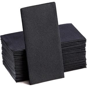 Black Paper Napkins | Linen Feel Guest Disposable Cloth Like Dinner Napkins | Hand Towels | Soft, Absorbent, Paper Hand Napkins for Kitchen, Bathroom, Parties, Weddings, Dinners Or Events | 50 Pack
