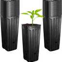 RunNico 50pcs Plastic Deep Plant Nursery Pots,11.8Tall Tree Pots,Black Deep Seedling Container Pots with Drainage Holes for Indoor Outdoor Gardening (3.9" Wx11.8 H)