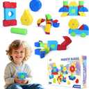 Assorted Shapes Magnetic Building Blocks, 1.65-Inch Large Magnetic Block Set for Toddlers Ages 4+, 24PCS Educational Construction Kit for Boys and Girls