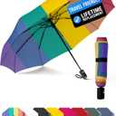 Rain-Mate Windproof Compact Umbrellas for Rain - Strong Reinforced Fiberglass Rib Design & Auto Open & Close - Portable Folding Travel Umbrella - Lightweight & Packable for Women & Men, Easy Collapse