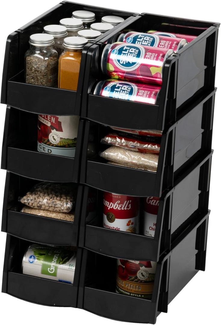 IRIS USA Medium Stackable Storage Bins, 8-Pack, 11"L x 6"W x 5"H, |Made in USA|, Plastic Open Front Shelf Bin for Organizing Parts, Hardware, Tools, Supplies, Garage Shelf, Pantry - Black IRIS USA Medium Stackable Storage Bins, 8-Pack, 11"L x 6"W x 5"H, |Made in USA|, Plastic Open Front Shelf Bin for Organizing Parts, Hardware, Tools, Supplies, Garage Shelf, Pantry - Black