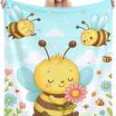 Bee Blanket Bee Gifts for Women Girls Bees Throw Blanket Soft Flannel Cozy Fleece Fuzzy Plush Warm Bedding Stuff for Kids Adults 40 x 50 Inch