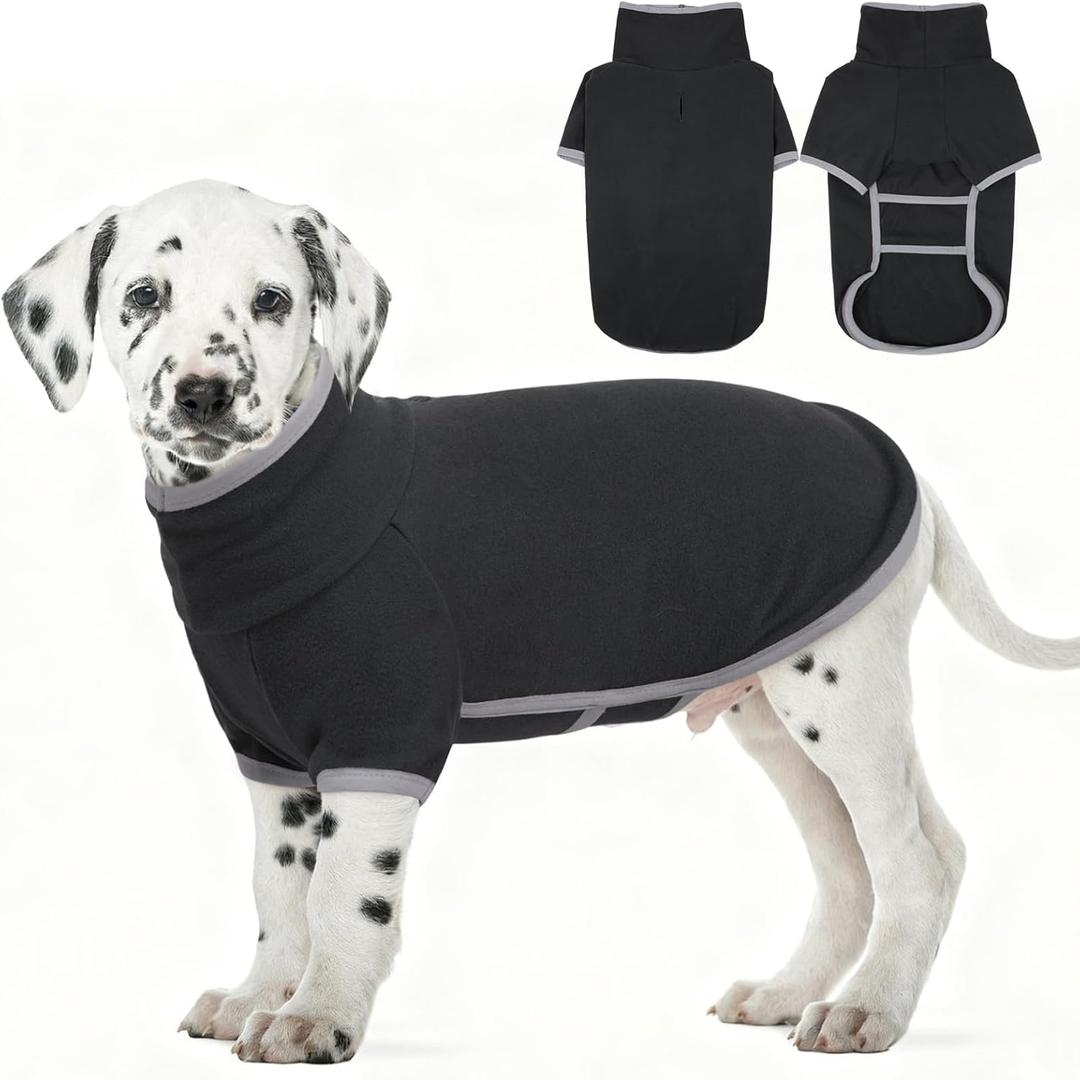 Yternal Fleece Dog Sweater with Turtleneck, Cozy Lightweight Pullover Dogs - Stretchy Soft Thermal Wear for Puppy Small Medium Large Breeds Darkgrey S