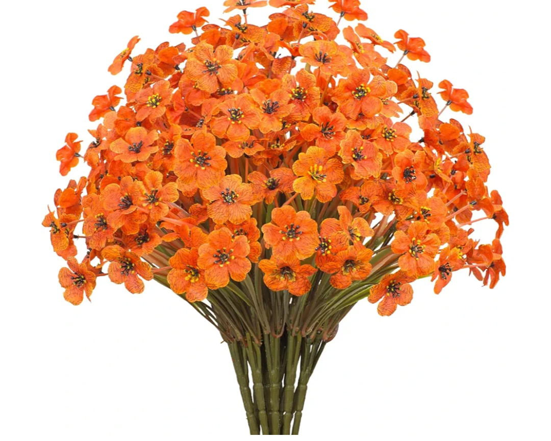 21 Bundles Outdoor Artificial Flowers UV Resistant Fake Silk Flowers No Fade Faux Plastic Plants Garden Porch Window Box Decoration(Autumn Orange)