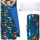 Wildkin Kids Original Nap Mat Cozy Kids Sleep Mat with Pillow, Ideal for School & Travel - Jurassic Dinosaurs