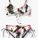 Kanu Surf Girls' Willow V-Neck Bikini Beach Sport 2-Piece Swimsuits (10, Tropical Dance Atlantis)