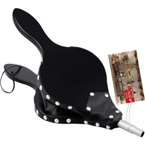 TJ.MOREE Fireplace Bellows Indoor 16"x 6.5" Wood Fire Blower with Hanging Strap, Metal Nozzle, Great Tool for Fireplace, Fire Pit, Wood Stove, BBQ, Outdoor Camping - Black