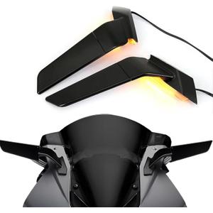Motorcycle Rearview Wing Mirrors with LED Turn Signals Compatible with BMW S1000RR 2019-2023 2024 2025 Compatible with BMW S1000RR Accessories 2019-2023 Adjustable Rotating Side Mirrors with Light