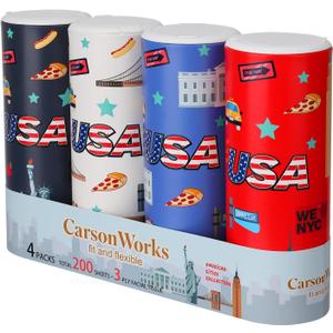 3 x Carson Works Car Tissues Holder 4 Packs Round Car Tissues Cylinder Fit for Car Cup Holder, Home Small Tissue Dispenser with Refill Tissues for Car Bathroom Office