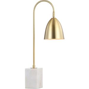 JONATHAN Y 26" Brass Gold Arched Metal Table Lamp with White Marble Base, Modern Glam Desk Lamp for Living Room, Bedroom or Home Office, LED Bulb Included JYL1092A