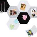 Vuzvuv 6 Pcs Hexagon Bulletin Board with 50 Pushpins & Sticky Note Adhesive Cork Board for WallFelt Pin Board for SchoolOffice DecorBlack White Grey