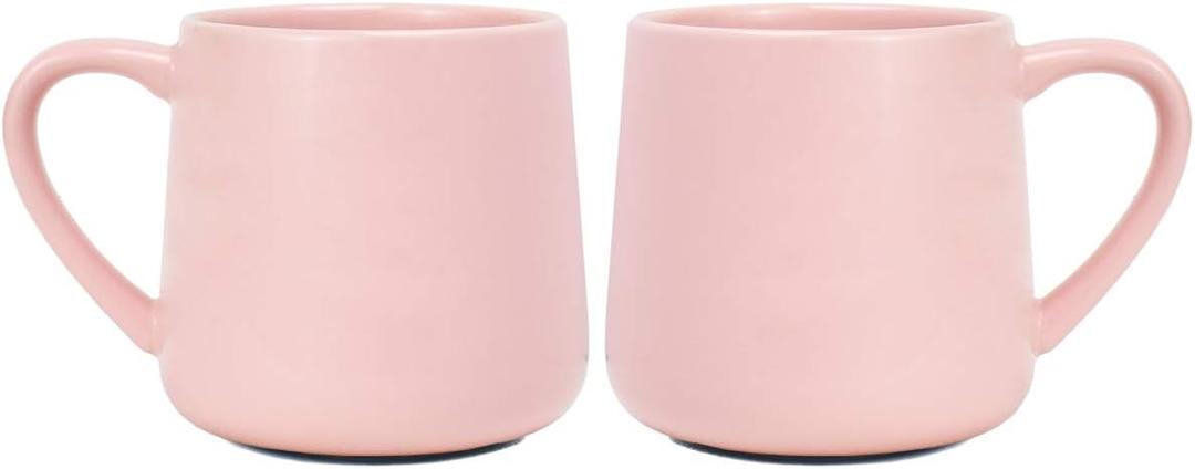 Bosmarlin Glossy Ceramic Coffee Mugs Set of 2, Tea Cup for Office and Home, 18 oz, Suitable for Dishwasher and Microwave(Pink, 2)