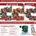 Remote Control&Super Long&8 Modes-18Ft Prelit Snowy Bristle Pine Christmas Garland for Stairs Door Porch Mantle Outdoor Indoor,100 Warm White&Color Switch Lights,Timer,460 Branches 165 Berry Pinecone