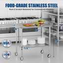 Stainless Steel Work Table with Wheels, 24x48 Inch NSF Food Prep Table with Backsplash & Adjustable Undershelf for Commercial Kitchen, Restaurant, Garage