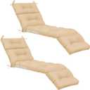 Kigley Chaise Lounge Cushions 75 x 22 x 5 Inches Soft Lounge Chair Cushion Spring/Summer Seasonal Replacement for Outdoor Indoor Home Office(Beige,2 Pcs)