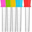 HiMo 6 Pack Liquid Pipettes Droppers Silicone 5ml Clear Medicine Eye Dropper for Kids with Bulb Tip & Clean Brush for Candy Mold, Gummy Bear, Gelatin Maker, Oil Science, Crafts Projects (6 Colors)