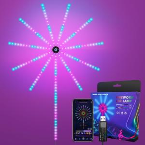 CCHKFEI Fireworks LED Lights - Sync with Music, RGB Room Lights for Bedroom - Sparklers and Firework Effect, Mood Lighting, Neon for Bedroom Decor.