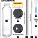 [UPGRADED LID] 8 Pack 18 oz Glass Juice Bottles with 8 Airtight Lids &2 Straw Hole Lids &2 Straws, Reusable Drinking Jar, Clear Water Bottles for Juicing, Smoothies, Refrigerator & Travel - BPA Free