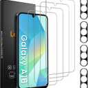 4 Pack for Samsung Galaxy A16 5G Screen Protector with 4 Pack Camera Lens Protector, 9H Hardness Tempered Glass Screen Protector Anti-Fingerprint Case Friendly