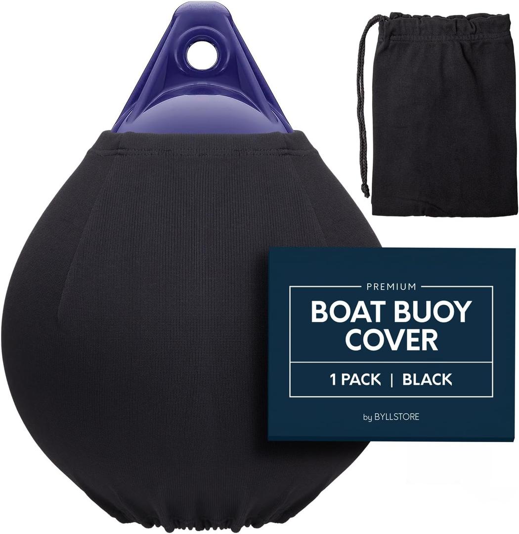 Boat Buoy Covers | 1, 2 & 4-Pack | Black | Diameter x Length: 15 x 19 & 17.5 x 21 | Polyester (1-Pack & 17.5 x 21)