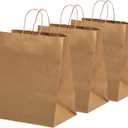 FMP Brands 100 Pack 10x7x12 Inches Kraft Paper Gift Bags with Handles Bulk, Durable Brown Paper Bags for Party Favors, Craft Gift Bag for Birthday Packaging, Small Business and Shopping Lunch