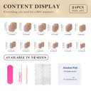 3 x evpct Initial Letter French Tips Press On Nails Short Square for Women Gift, Nude + Gold Tip, Glossy Soft Gel Press Stick on Nail with Nail Kit, 3D Design Full Cover Reusable Acrylic Fake Nails Kit, A