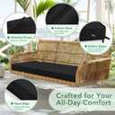 Summsun Outdoor Bench Cushion: Waterproof and Fade Resistant Patio Furniture Cushions - Non-Slip Bench Pad Cushion with Removable Cover for Garden Swing Porch Sofa Settee, 48 x 18 x 3 Inch, Black