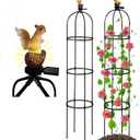 Garden Obelisk Trellis for Climbing Plants Outdoor, Rose Bush Round Trellis with Squirrel Head Auto Sensor Solar Light Tomato Plant Support for Raised Beds Vines Cucumbers Tomato Cage 59'' High,I Pack (Black)