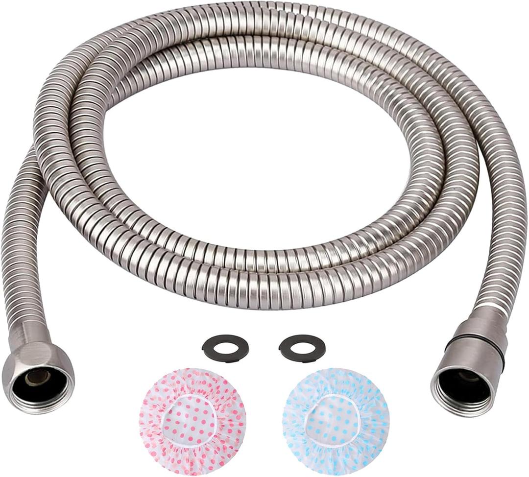 TRIPHIL Kink-free Shower Hoses 118" Extra-long Handheld Shower Head Hose Replacement Flexible Metal Tube Extension Anti-twist Brass Connectors Stainless Steel Brushed Nickel