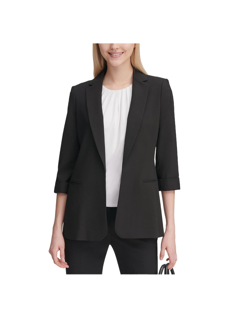Calvin Klein Womens Suit Separate Office Wear Open-Front Blazer Black 12