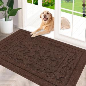 FONEYI Indoor Doormat, Front Back Door Mat 36"x59" Washable, Rubber Backing Non Slip Door Mats, Low-Profile Absorbent Entrance Doormats Inside Floor Mats for Entryway, Resist Dirt Entry Rugs, Coffee