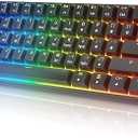 HK GAMING GK61 Mechanical Gaming Keyboard - 61 Keys Multi Color RGB Illuminated LED Backlit Wired Programmable for PC/Mac Gamer Clicky Switch (Gateron Optical Blue)