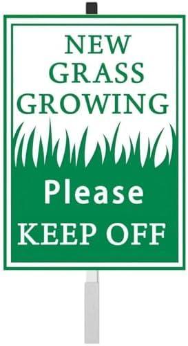 New Grass Growing Please Stay Out Of Yard Sign With Stakes(8 * 12in) Rustproof Reflective Aluminum Keep Off Grass Lawn Sign Stand for Home Garden