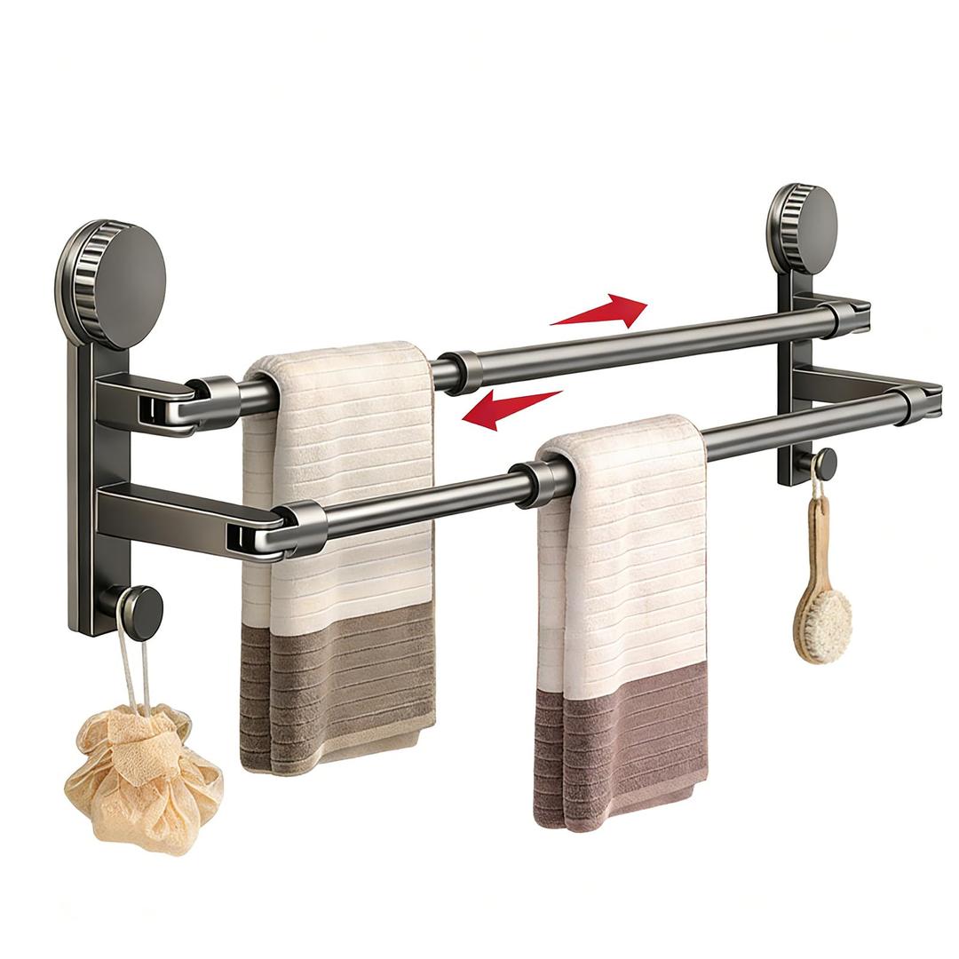 Suction Cup Towel Bar, Adjustable Towel Racks for Bathroom, Suitable for Bathroom Accessories, Kitchen and Hand Washing Station (13.8-23.2 in)