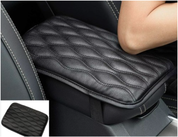 Auto Center Console Pad PU Leather Car Armrest Seat Box Cover Protector Universal Fit (D-Black)