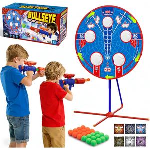 Spider Upgraded 2-in-1 Shooting Games Toys: Rotating Target, 2 Air Blasters & 24 Foam Balls, Bean Bag Toss Game for Kids, Indoor Outdoor Yard Party Games for Boys Girls 4 5 6 7 8 9 10+ Year Old Gift