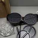 Mini Waffles Maker with 6 Removable Plates, 3 in 1 Small Waffle Maker Mini- Waffle, Pancake, Donut, 6" Non Stick Waffle Iron for Kids and Families, Black