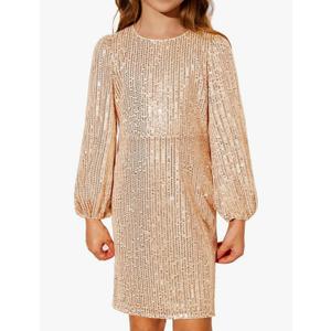 GRACE KARIN Girls Sparkly Sequin Formal Dress Long Sleeve Bodycon Fancy Party Dress 10Y