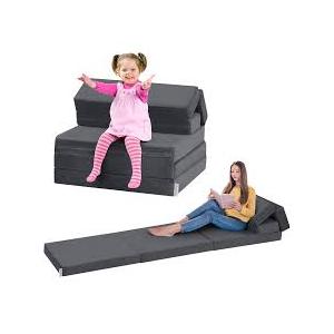 Kidirect Toddler Couches That Fold Out, 6-in-1 Kids Couch Bed Fold Out, Convertible Kids Lounge Chair for Playroom, Foldable Soft Play Toddler Climbing Toys Indoor and Foam Climbing Blocks(Grey)