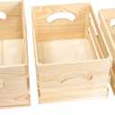 3 Pieces Wooden Pallet Crates Nesting Unfinished Wood Trays Storage for DIY Crafts (Large Size 13.4 x 9.8 x 6.7 in)