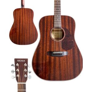 SIGMA 41 Acoustic Guitar, Dreadnought, 4/4 Full-Size, with Name Brand EXP16 Strings, Solid Mahogany Top, Natural Gloss, Mahogany Back & Sides, Right(30D)