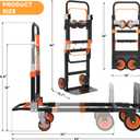 3-in-1 Folding Heavy Duty Hand Truck Dolly Cart Trolley with Wheels(Orange)