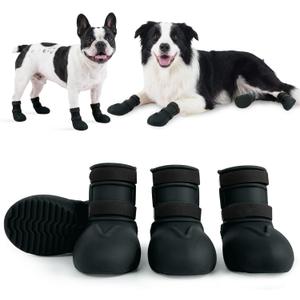 4Pcs Waterproof Dog Boots for Small Medium Dogs, Anti-Slip Silicone Dog Shoes for Rain, Hot Pavement, Mud, Snow, Puppy Paw Protectors for Teddy Pomeranian Bichon