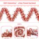 2 x 50Ft Valentines Heart Tinsel Garland, Rose Gold Heart Shiny Metallic Twist Valentines Day Garland Decorations for Indoor Outdoor Galentines Day Party Tree Home Wedding Mantle Decor