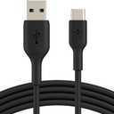 Belkin BoostCharge USB-C to USB-A Cable (2M/6.6ft) USB Type-C Cable for iPhone 16, iPhone 16 Pro, iPhone 15, Samsung Galaxy S25, S24, Pixel 9 & 8, iPad Pro, Nintendo Switch 2, Carplay & More - Black