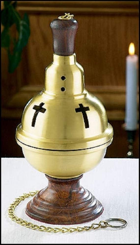 Censer On Wood Base - 4 1/2" Diameter, 9" High