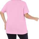 Plus Size Polo Shirts for Women Short Sleeve Golf Shirts V Neck Loose Fit Tennis Shirts Quick-Drying Workout Tops (Pink, XXL)