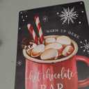 Joyline Vintage Christmas Decor Gifts Rustic Hot Chocolate Bar Warm Up Here Tin Sign for Home Farmhouse Kicthen Cafe Bar Wall Decor 8 x 12 inches (3235) (Black)